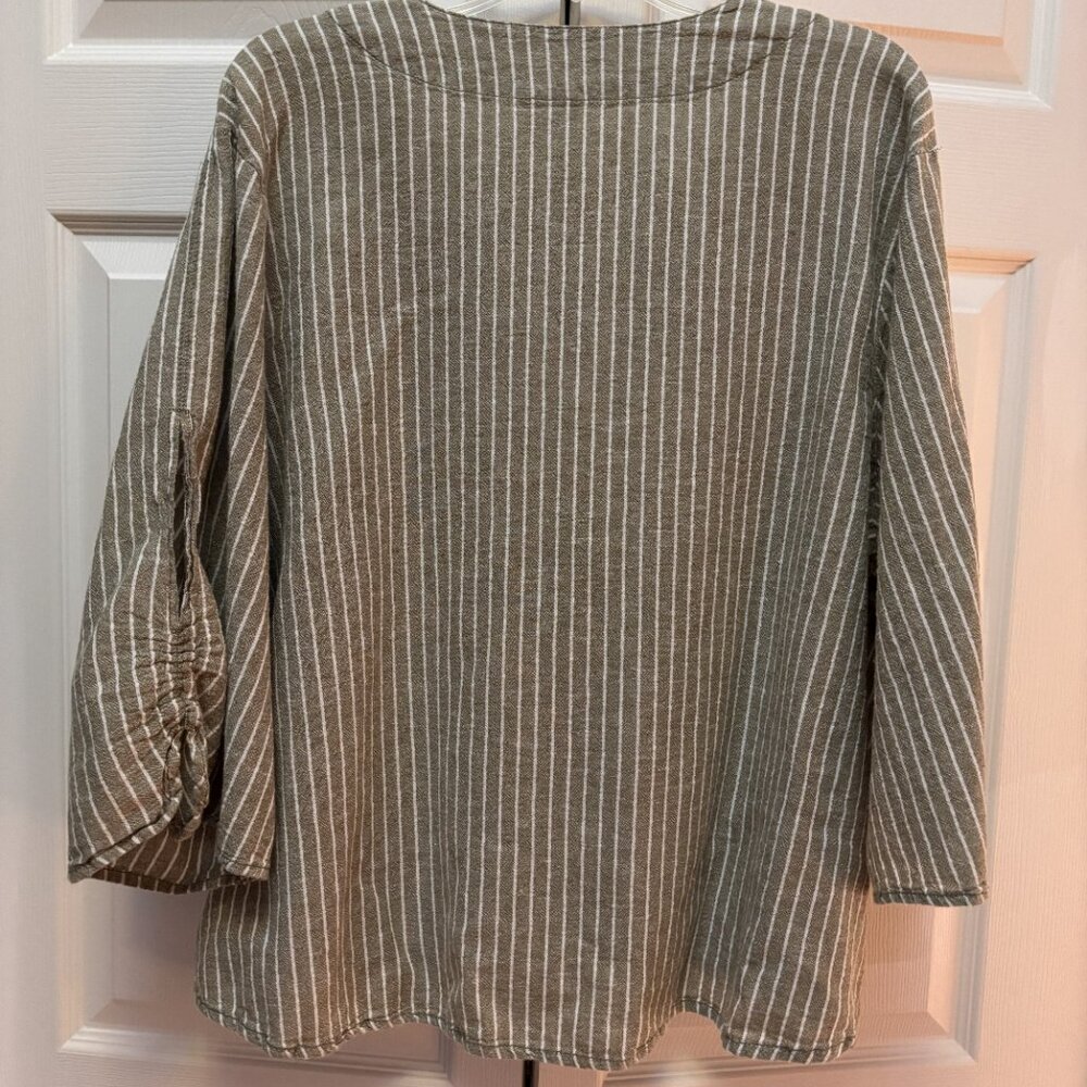 Cato Striped Cotton Linen Blend Top – Women’s Size 2X - Picture 3 of 3